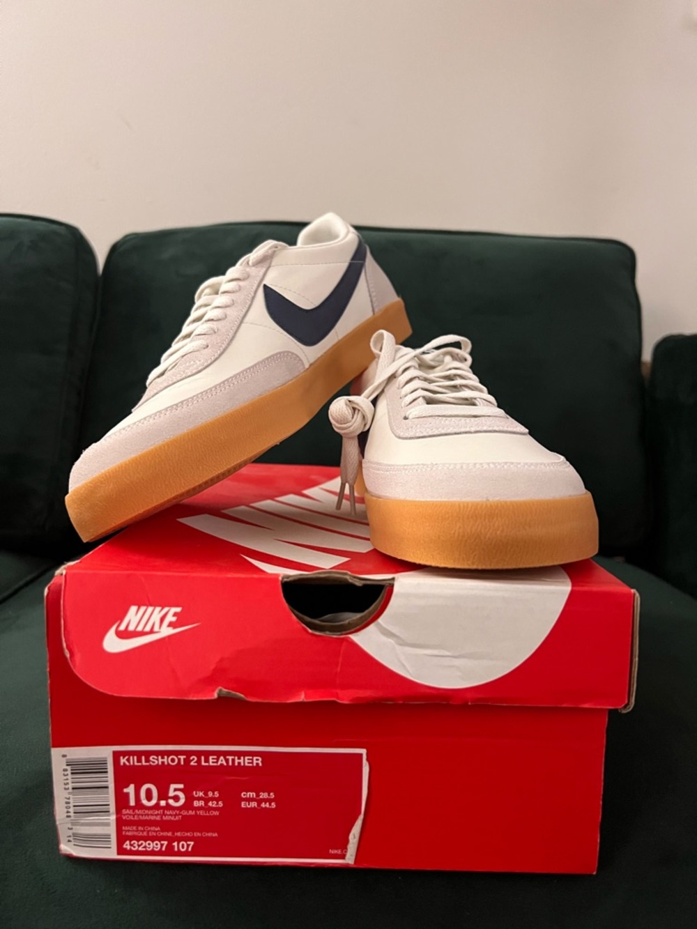 Nike Killshot 2 Leather Men’s Sneakers - White with Navy Swoosh and Gum Sole